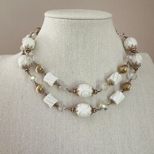 Rare Vintage Vendome Coro White & Gold Necklace